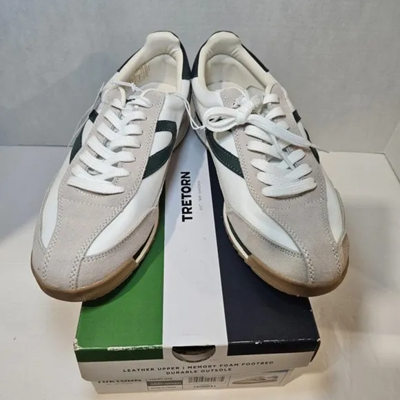 TRETORN‎ Women's Rawlins Casual Lace-Up Sneakers, White/Green, 10 Medium