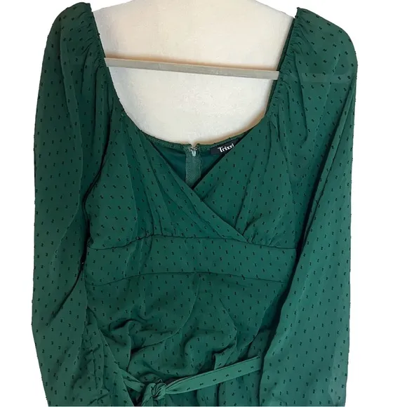 Trixxi Women's Fun Flirty Ethereal Emerald Green &amp; Black Mini Dress Sz 15 NWT