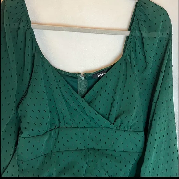 Trixxi Women's Fun Flirty Ethereal Emerald Green &amp; Black Mini Dress Sz 15 NWT