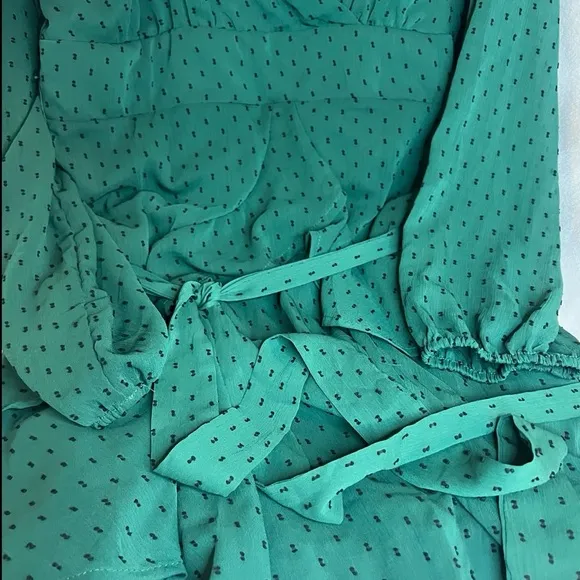 Trixxi Women's Fun Flirty Ethereal Emerald Green &amp; Black Mini Dress Sz 15 NWT