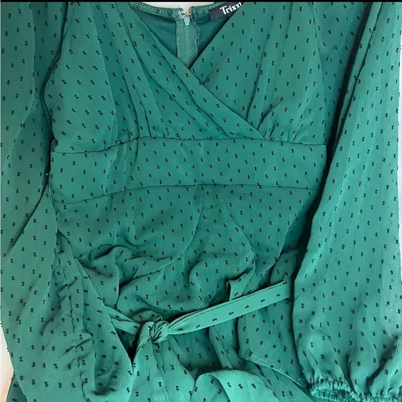 Trixxi Women's Fun Flirty Ethereal Emerald Green &amp; Black Mini Dress Sz 15 NWT