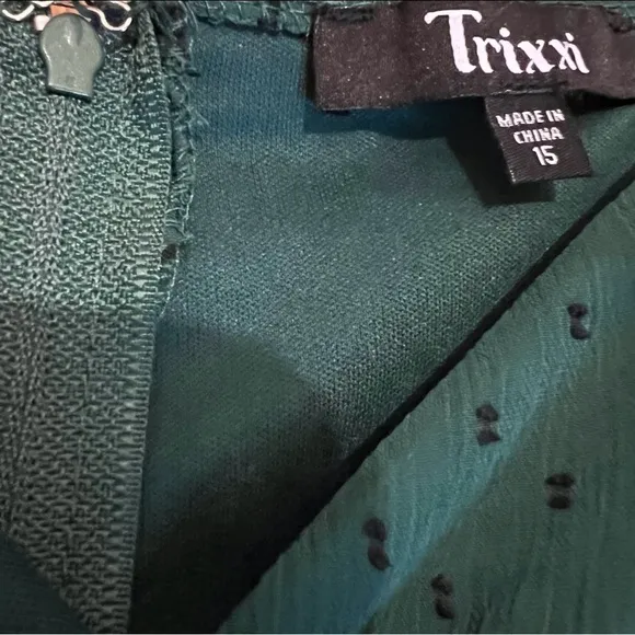 Trixxi Women's Fun Flirty Ethereal Emerald Green &amp; Black Mini Dress Sz 15 NWT