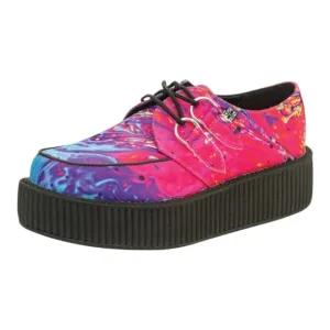 T.U.K. Footwear Hot Pink Paint Swirl Mondo Creepers Retro Emo Platform Shoes