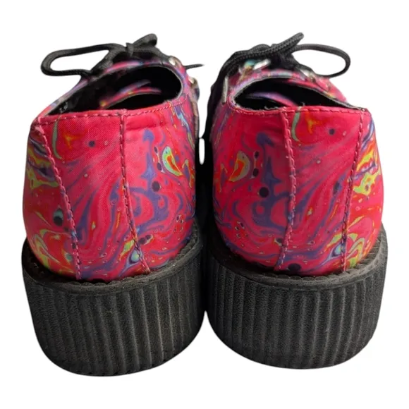 T.U.K. Footwear Hot Pink Paint Swirl Mondo Creepers Retro Emo Platform Shoes