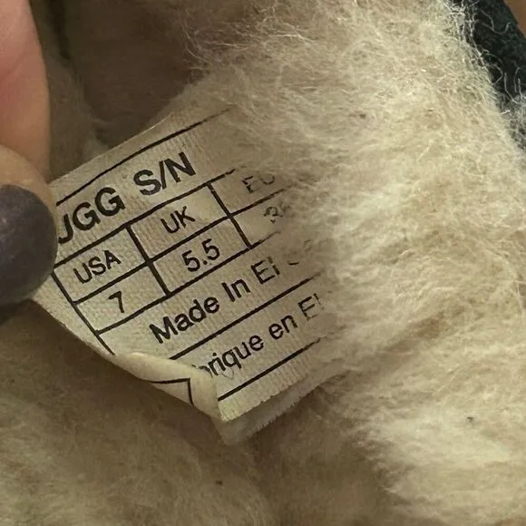 UGG Ansley black suede fur slippers slides slip on shoes sneakers women's 7
