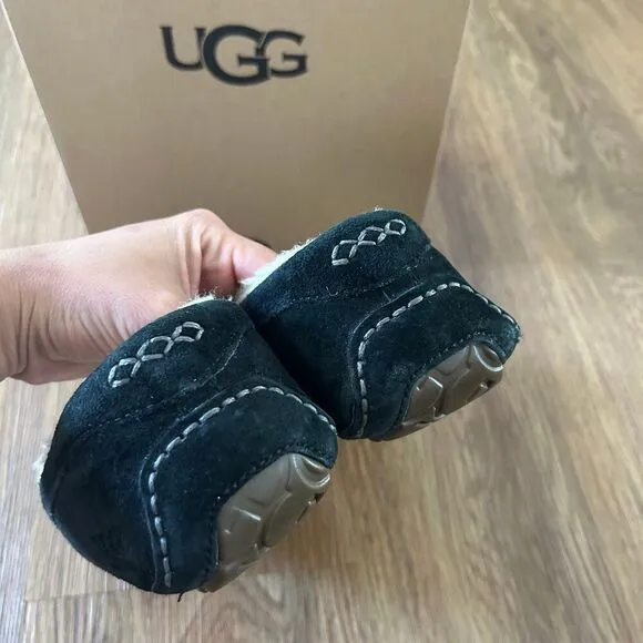 UGG Ansley black suede fur slippers slides slip on shoes sneakers women's 7