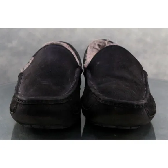 UGG Ascot $120 Men's Slippers Shoes Size 13 Matte Leather Black 1103889