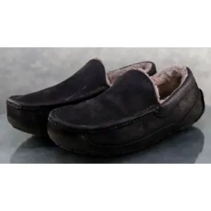 UGG Ascot $120 Men's Slippers Shoes Size 13 Matte Leather Black 1103889