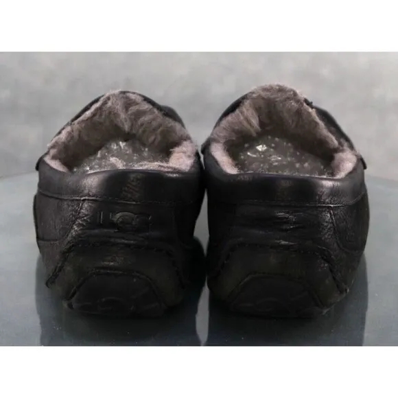 UGG Ascot $120 Men's Slippers Shoes Size 13 Matte Leather Black 1103889