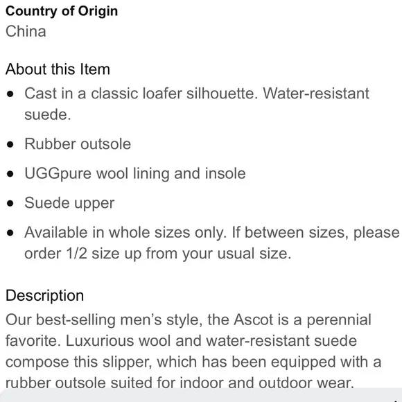 UGG Ascot red-brown leather moccasin slippers shoes
