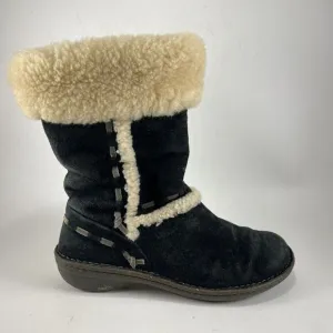 UGG Australia Elijo 5674 Shearling Cuff Suede Slip On Boots Black Womens Size 9