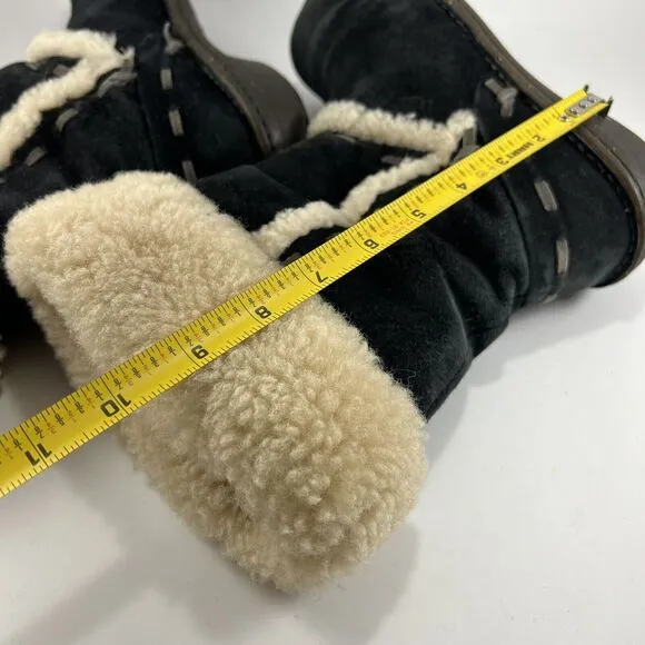 UGG Australia Elijo 5674 Shearling Cuff Suede Slip On Boots Black Womens Size 9