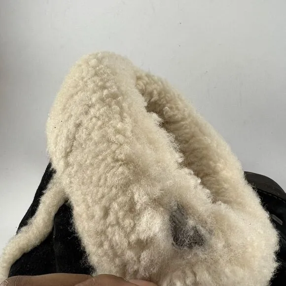 UGG Australia Elijo 5674 Shearling Cuff Suede Slip On Boots Black Womens Size 9