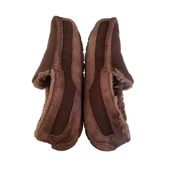 UGG AUSTRALIA Men SZ 8 Ascot Wool Sheepskin Sherpa Moccasins Slippers Shoes 3233