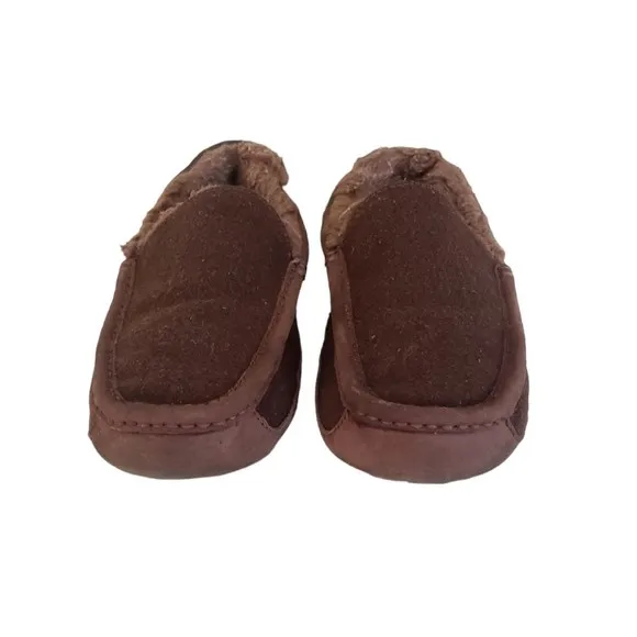 UGG AUSTRALIA Men SZ 8 Ascot Wool Sheepskin Sherpa Moccasins Slippers Shoes 3233