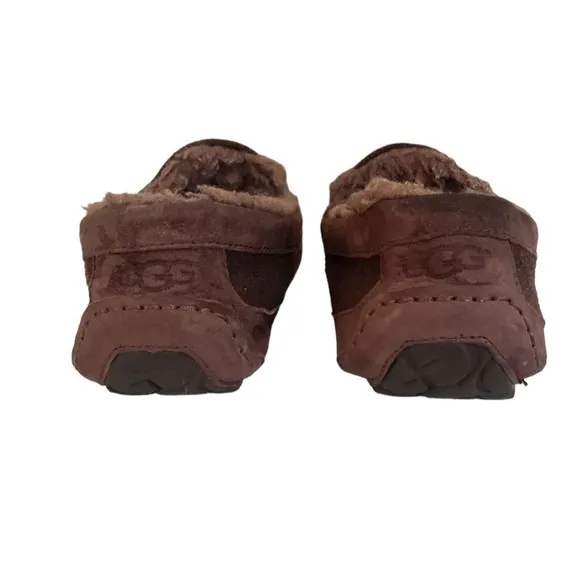 UGG AUSTRALIA Men SZ 8 Ascot Wool Sheepskin Sherpa Moccasins Slippers Shoes 3233