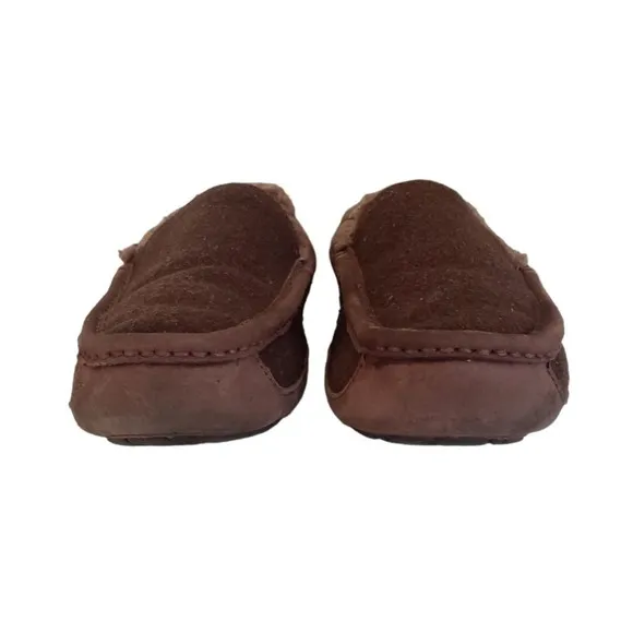 UGG AUSTRALIA Men SZ 8 Ascot Wool Sheepskin Sherpa Moccasins Slippers Shoes 3233