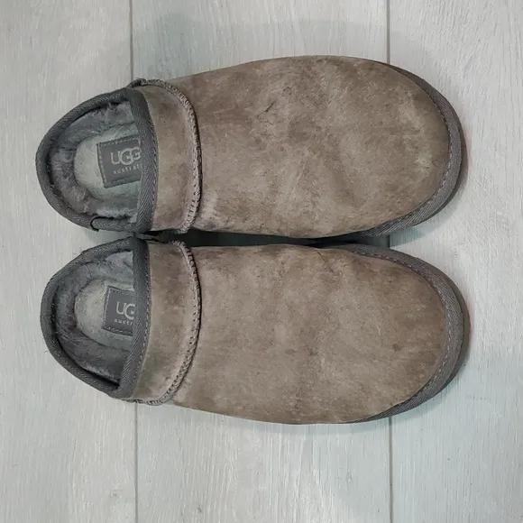 Ugg Australia Women Leather Sheepskin Clogs platform Slippers shoes sz 7