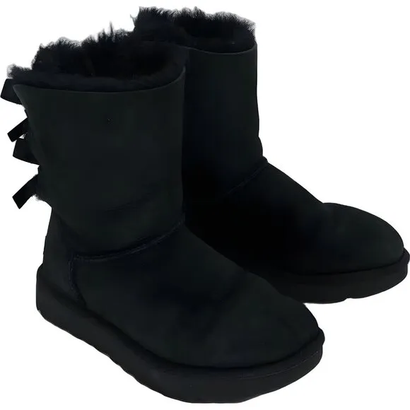 UGG Bailey Bow II Velvet Ribbon Sheepskin Boots 7
