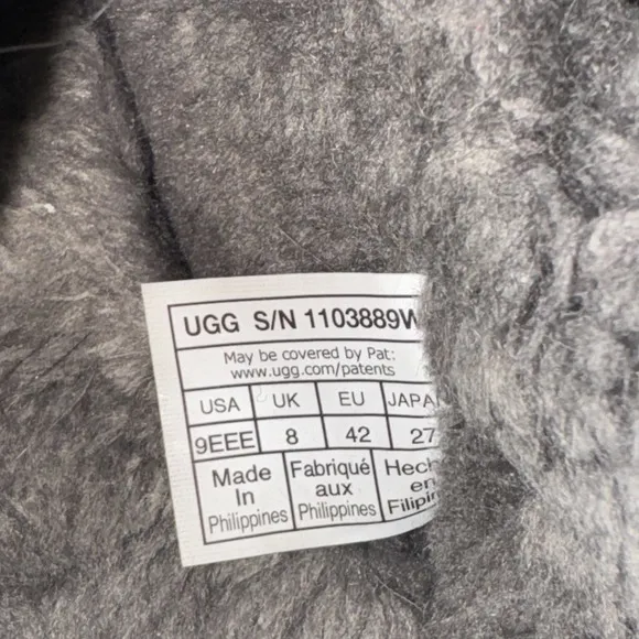 UGG Black ASCOT CHINA TEA LEATHER/ SHEEPWOOL SLIPPERS, Men's US 9 EEE *read