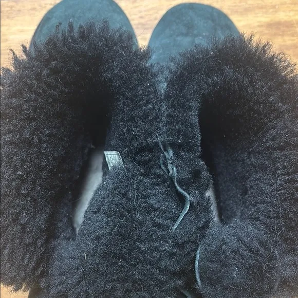 UGG Black Suede Ankle Boots with Bow Size 8
