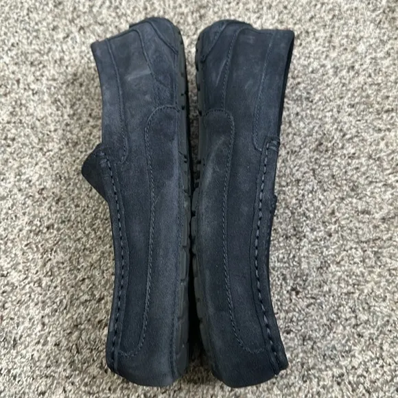 Ugg black suede leather loafer slippers shoes size 10