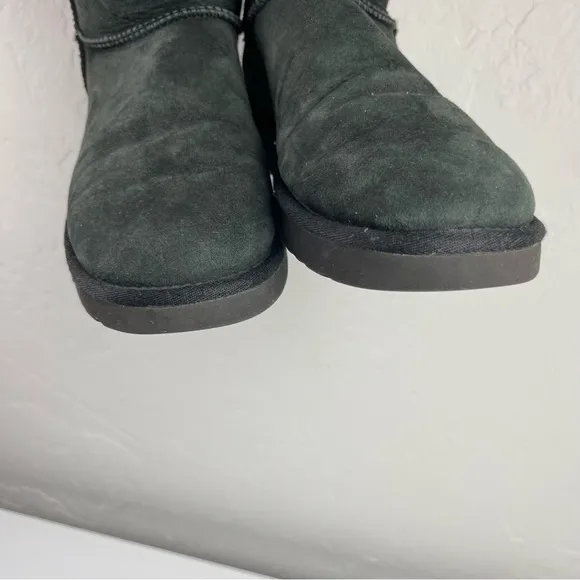 Ugg Boots Nash Winter Snow Solid Black Leather Sheepskin Big Buckle Metal Detail