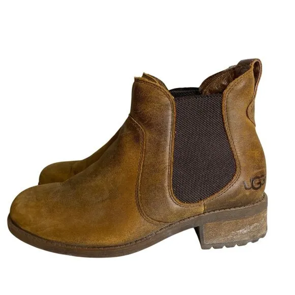Ugg Brown Bonham Leather Ankle Boots Size‎ 6