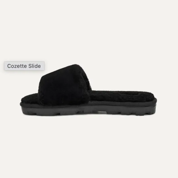 UGG Cozette Slide Womens Black Sheepskin Slippers 9 Indoor Outdoor Comfort NEW!