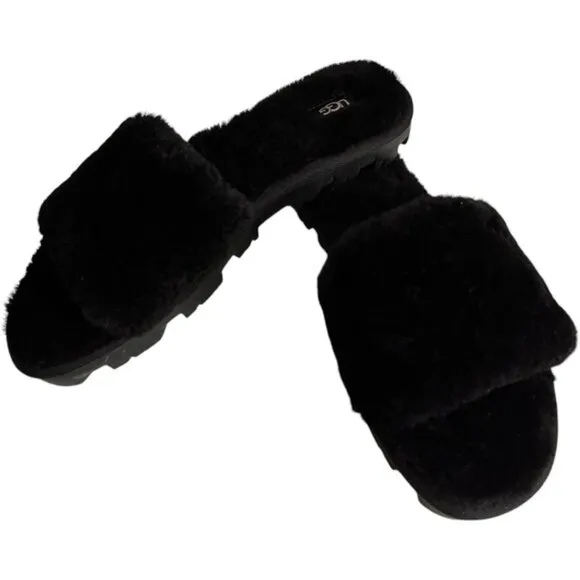 UGG Cozette Slide Womens Black Sheepskin Slippers 9 Indoor Outdoor Comfort NEW!