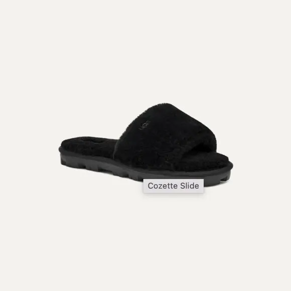 UGG Cozette Slide Womens Black Sheepskin Slippers 9 Indoor Outdoor Comfort NEW!