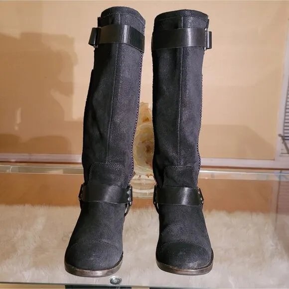 UGG Dree Boots Size 7.5 Black Suede Leather
