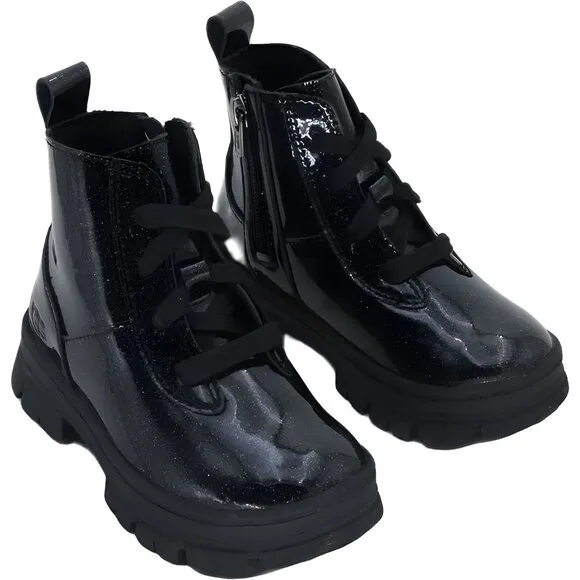 UGG Girls Glitter Lace-Up Boots Black Toddler Size 10