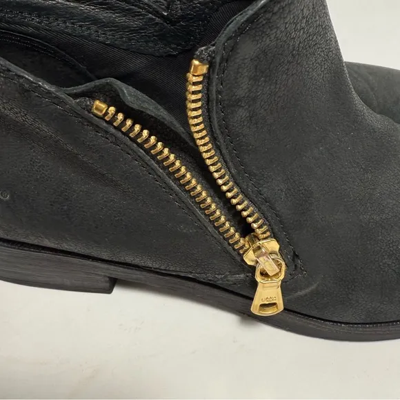UGG Glee Black Leather Low Ankle Boots 7.5