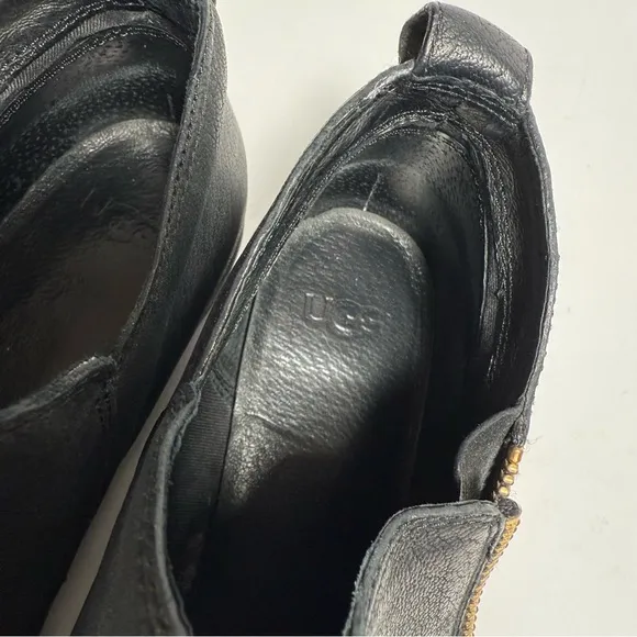 UGG Glee Black Leather Low Ankle Boots 7.5
