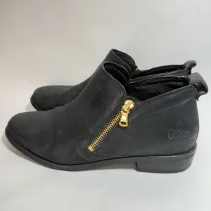 UGG Glee Black Leather Low Ankle Boots 7.5