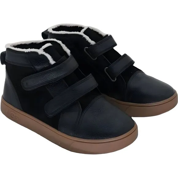 Ugg Kids Rennon Leather Boots Black Size 3 - Fast Shipping