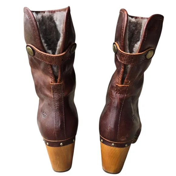 UGG Lynnea II Sheepskin Studded Clog Boots, Size 7M, Chestnut