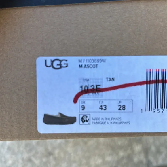 UGG Mens Ascot Slippers Size 10 Wide Brown Nwt