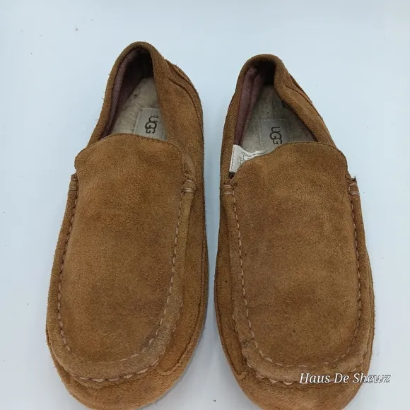 UGG Mens Ascot Slippers Suede Brown 10