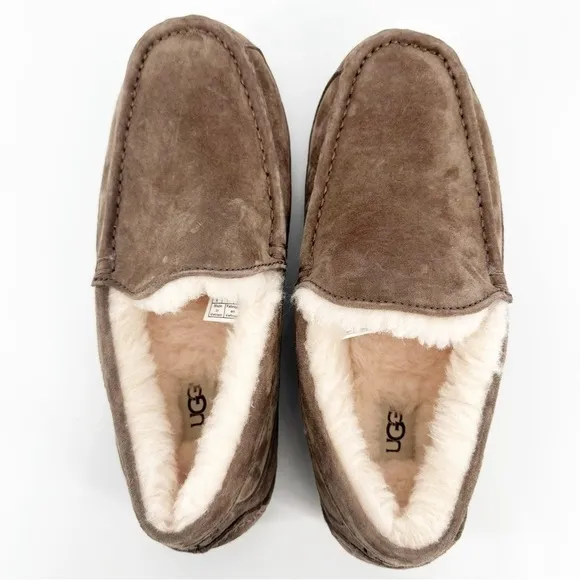 UGG Mens Australia 5775 Ascot Chestnut Brown Suede Sheepskin Slippers Shoes