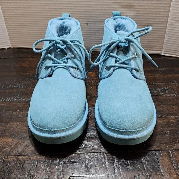 Ugg Nemuel light aqua blue suede leather sherpa boots Booties men's size 11