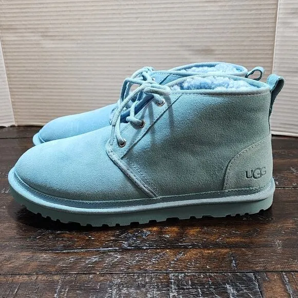 Ugg Nemuel light aqua blue suede leather sherpa boots Booties men's size 11
