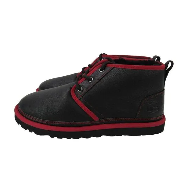 UGG Neumel Leather Men's Chukka Boots in Black &amp; Red SZ 10