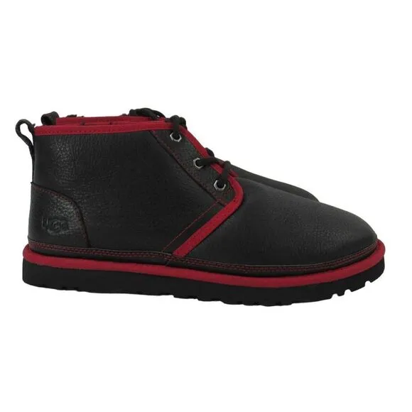 UGG Neumel Leather Men's Chukka Boots in Black &amp; Red SZ 10
