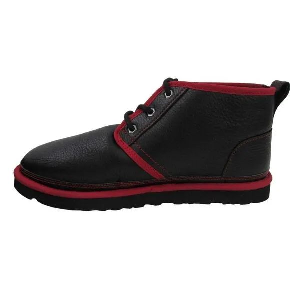 UGG Neumel Leather Men's Chukka Boots in Black &amp; Red SZ 10