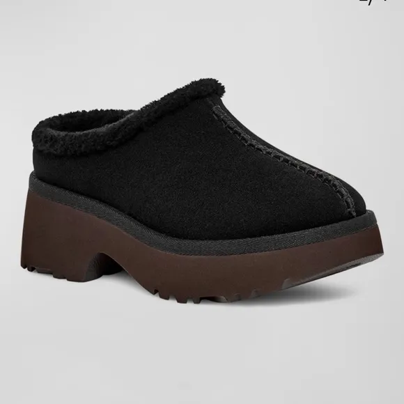 UGG NEW HEIGHTS COZY CLOG Black Suede Shoes