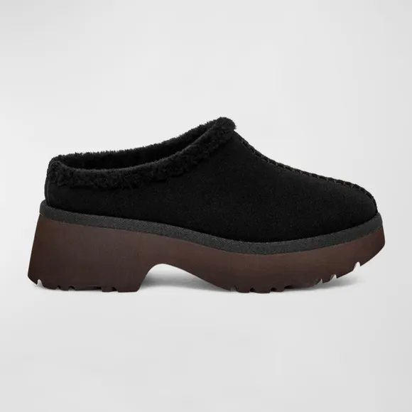 UGG NEW HEIGHTS COZY CLOG Black Suede Shoes