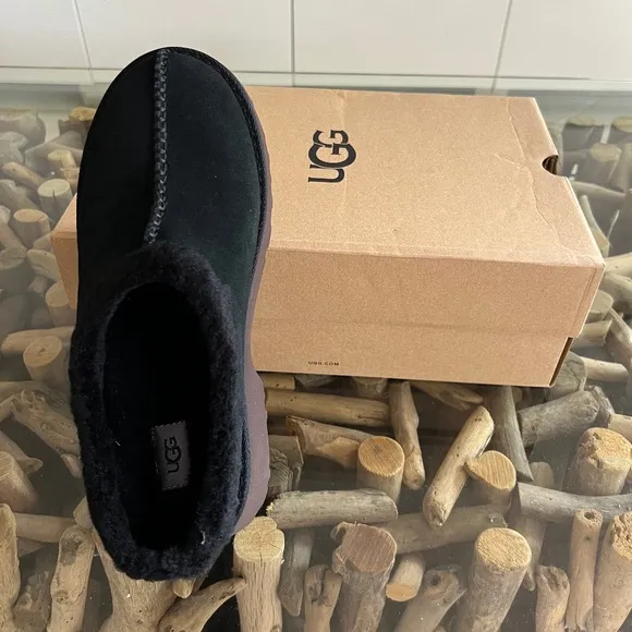 UGG NEW HEIGHTS COZY CLOG Black Suede Shoes
