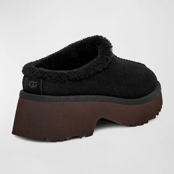 UGG NEW HEIGHTS COZY CLOG Black Suede Shoes